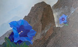 steinüberblüht   Acryllasuren auf Leinwand   2025   110cm x 180cm