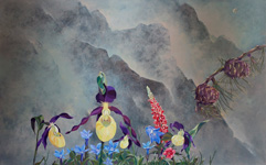 steinüberblüht   Acryllasuren auf Leinwand   2025   120cm x 190cm